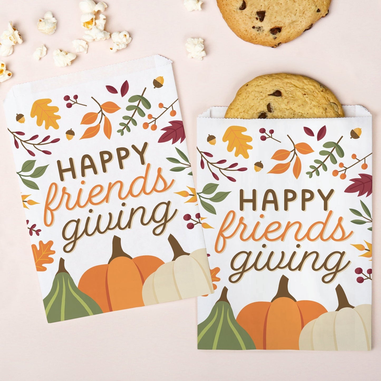 Paper Treat Bags - Fall Friends Thanksgiving - 25 Ct