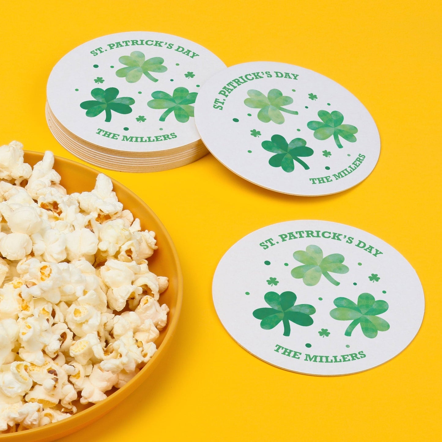 Custom Text - Drink Coasters - Shamrock St. Patrick’s Day - 25 Ct