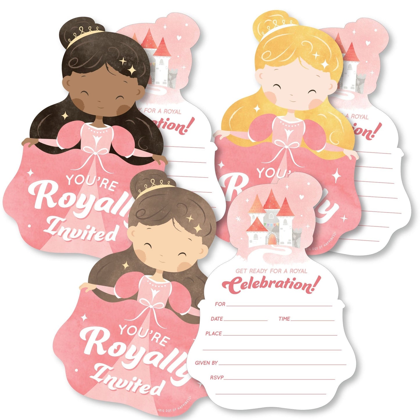 Princess Shaped Fill-In Invitations - 12 Ct