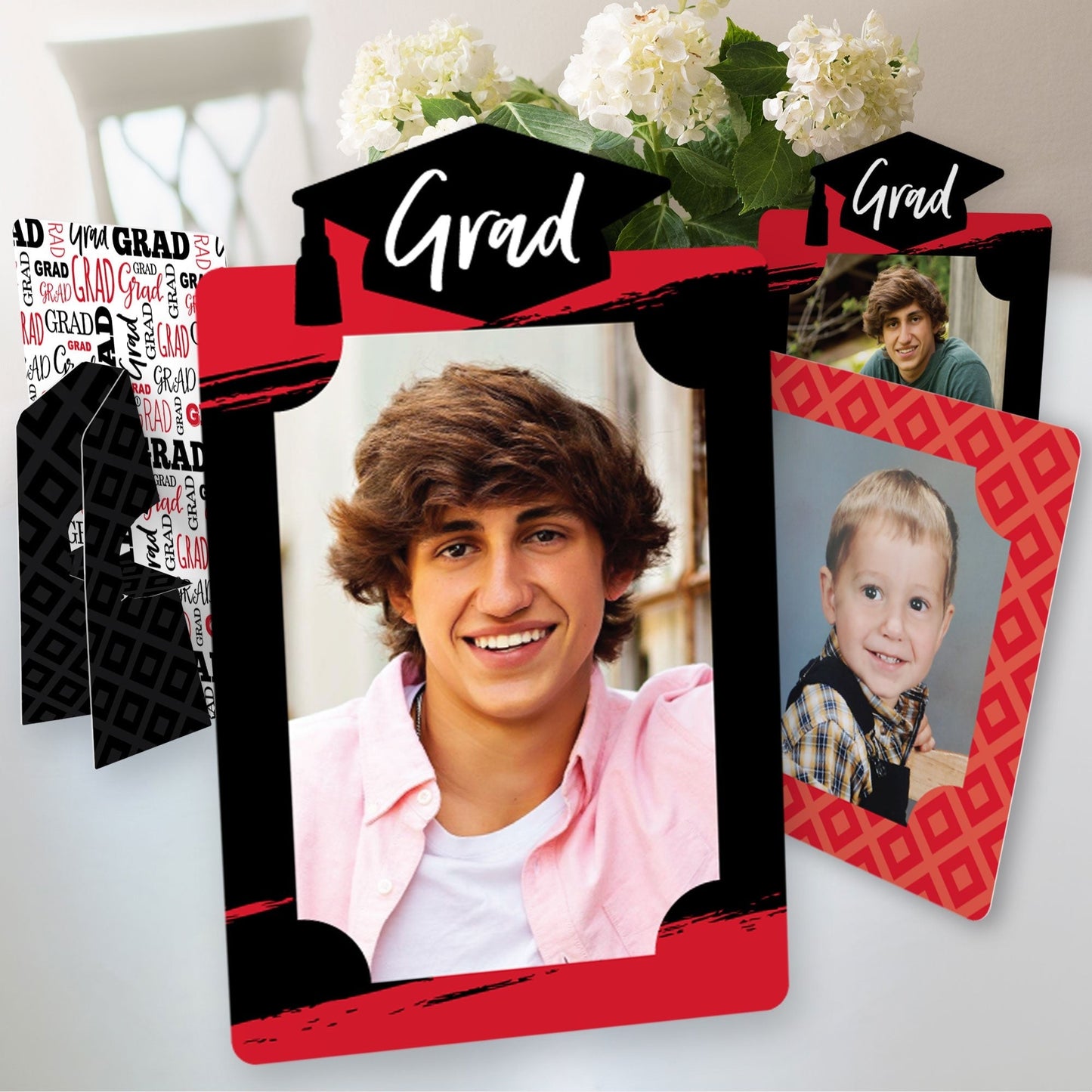 Red Grad - Best is Yet to Come - Red Graduation Party 4x6 Picture Display - Paper Photo Frames - Set of 12