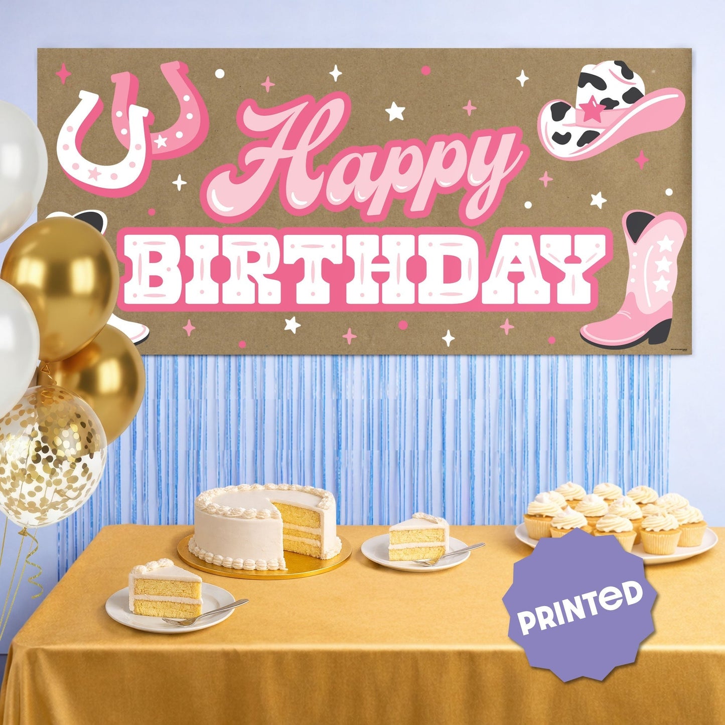 Rodeo Cowgirl Birthday Kraft Banner