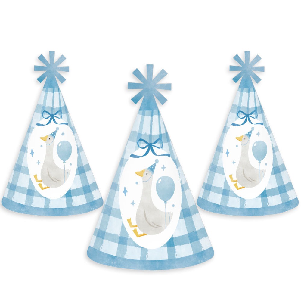 One Silly Goose Blue Cone Party - Set of 8 (Standard Size)