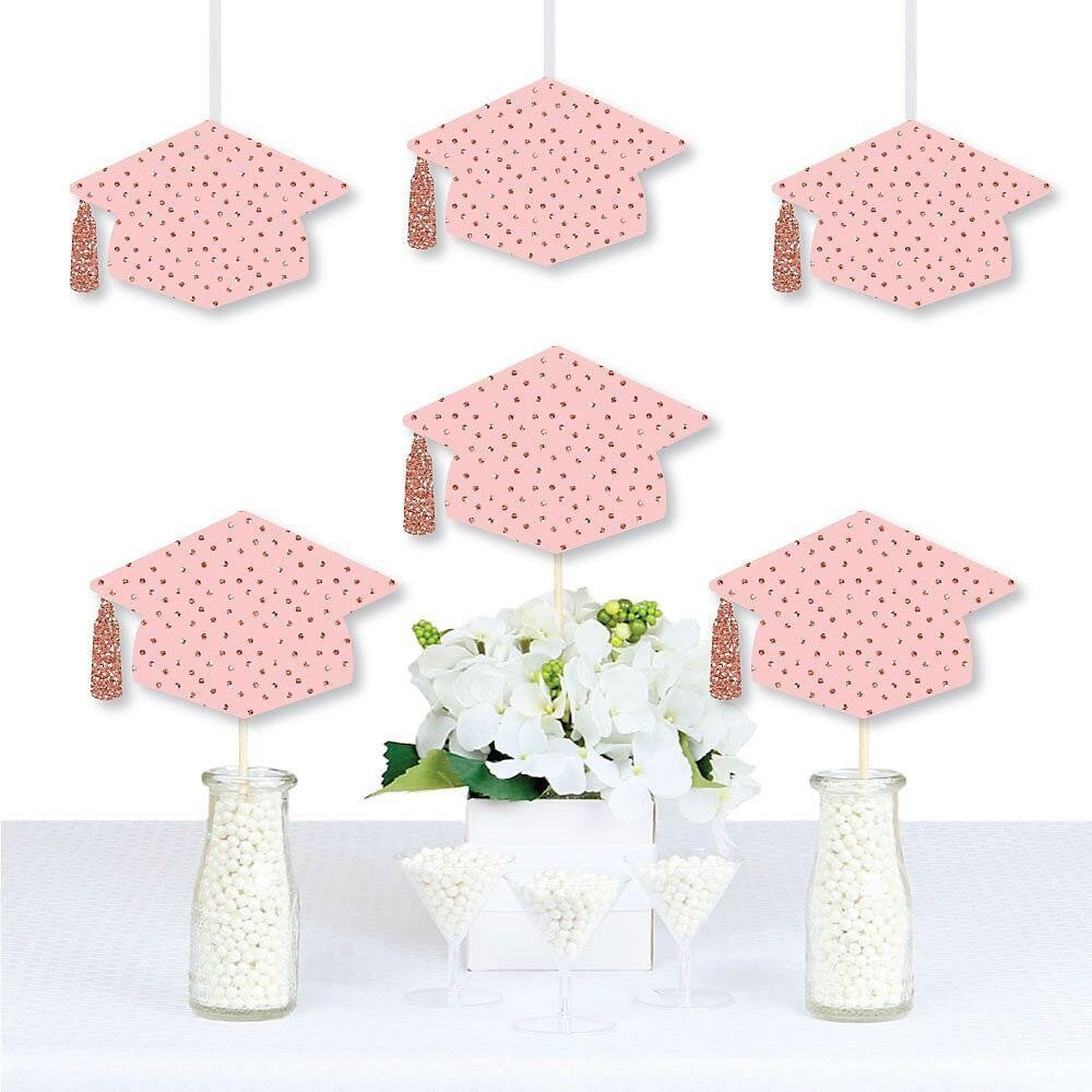Rose Gold Grad - Grad Cap Decorations DIY Graduation Party Essentials - Set of 20