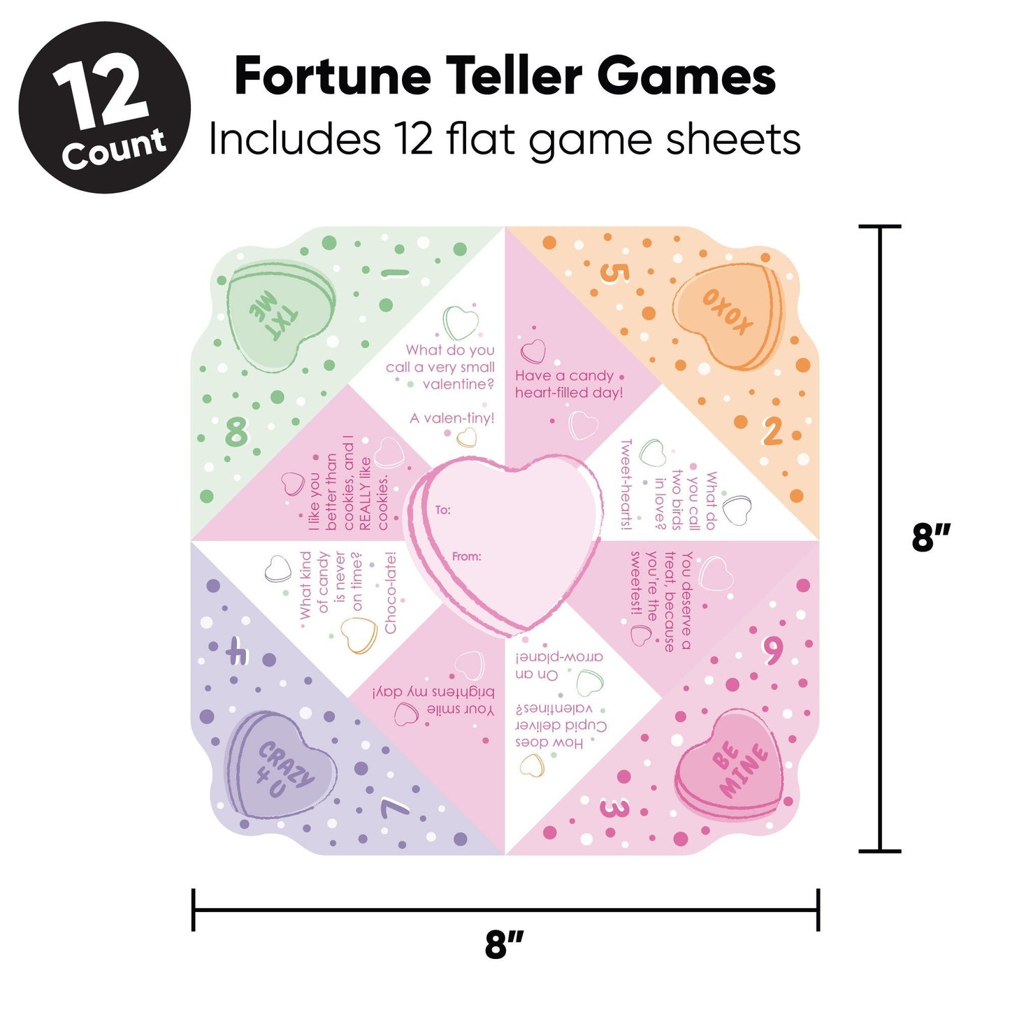 Valentine Hearts Fortune Tellers - 12 Ct