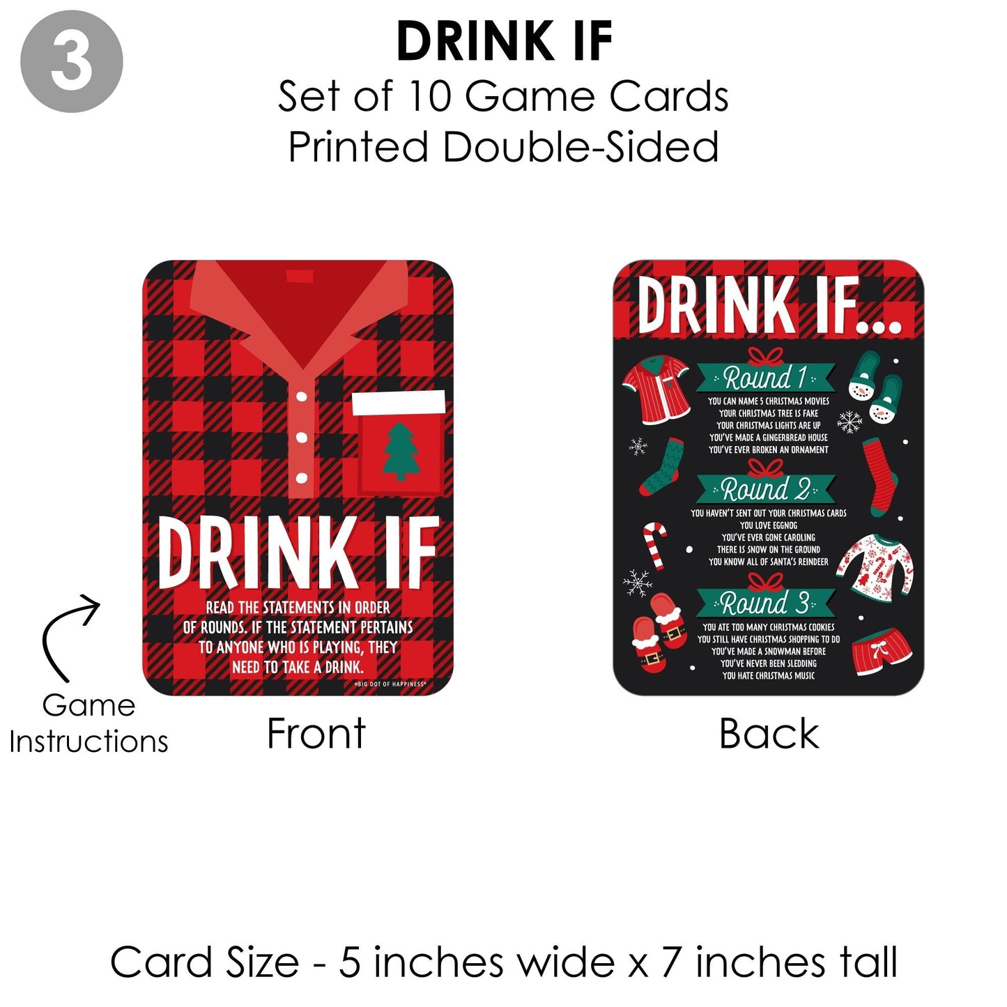 Christmas Pajamas - 4 Holiday Plaid PJ Party Games - 10 Cards Each - Gamerific Bundle