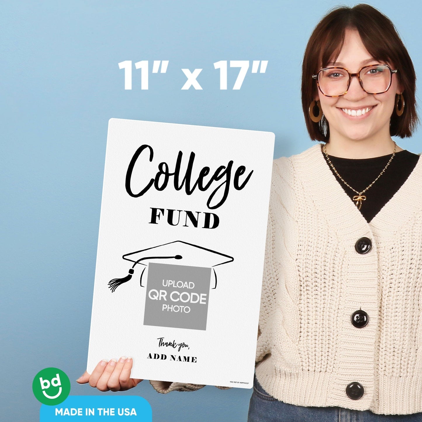Custom College Fund QR Code Sign