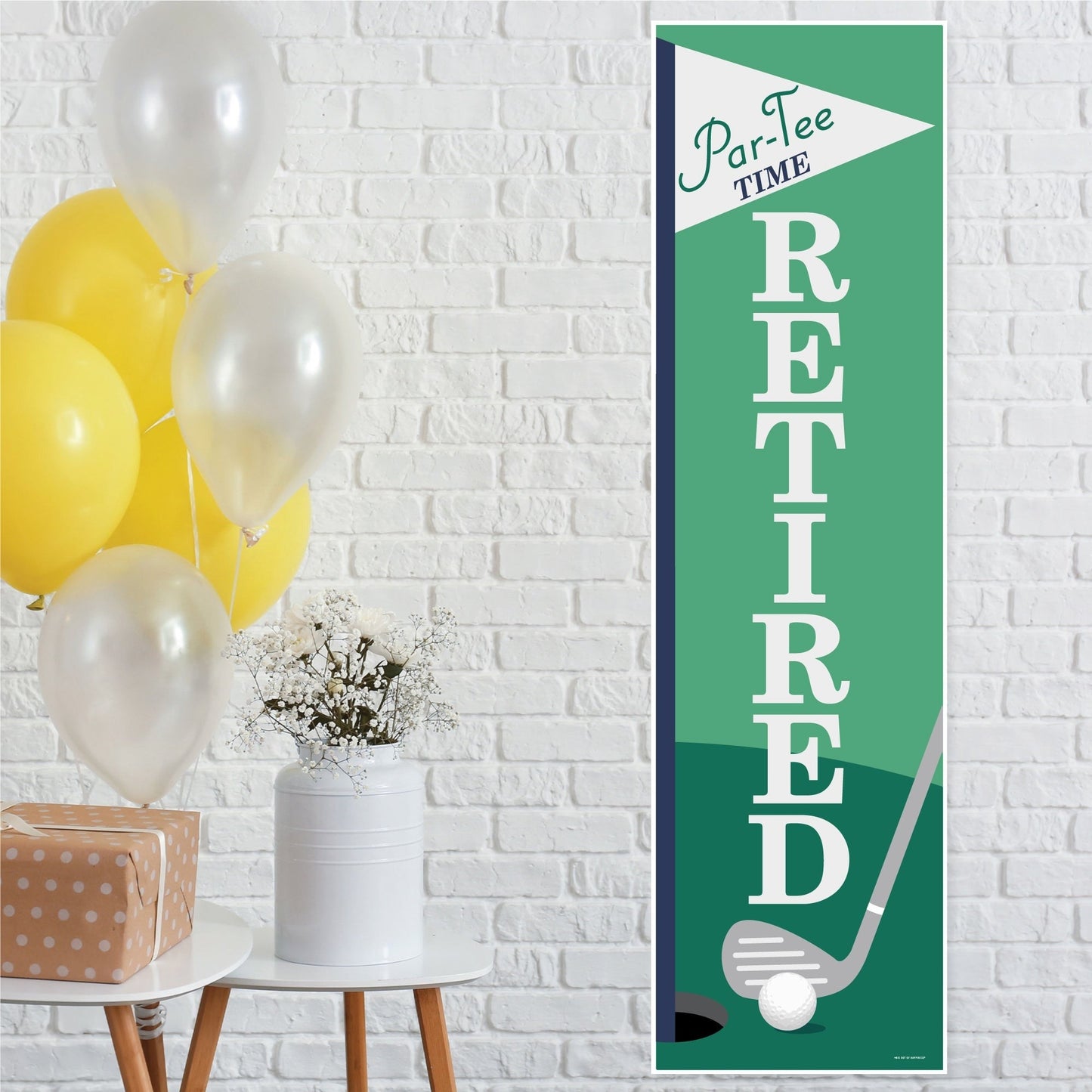 Par-Tee Time - Golf - Retirement Party Front Door Decoration - Vertical Banner