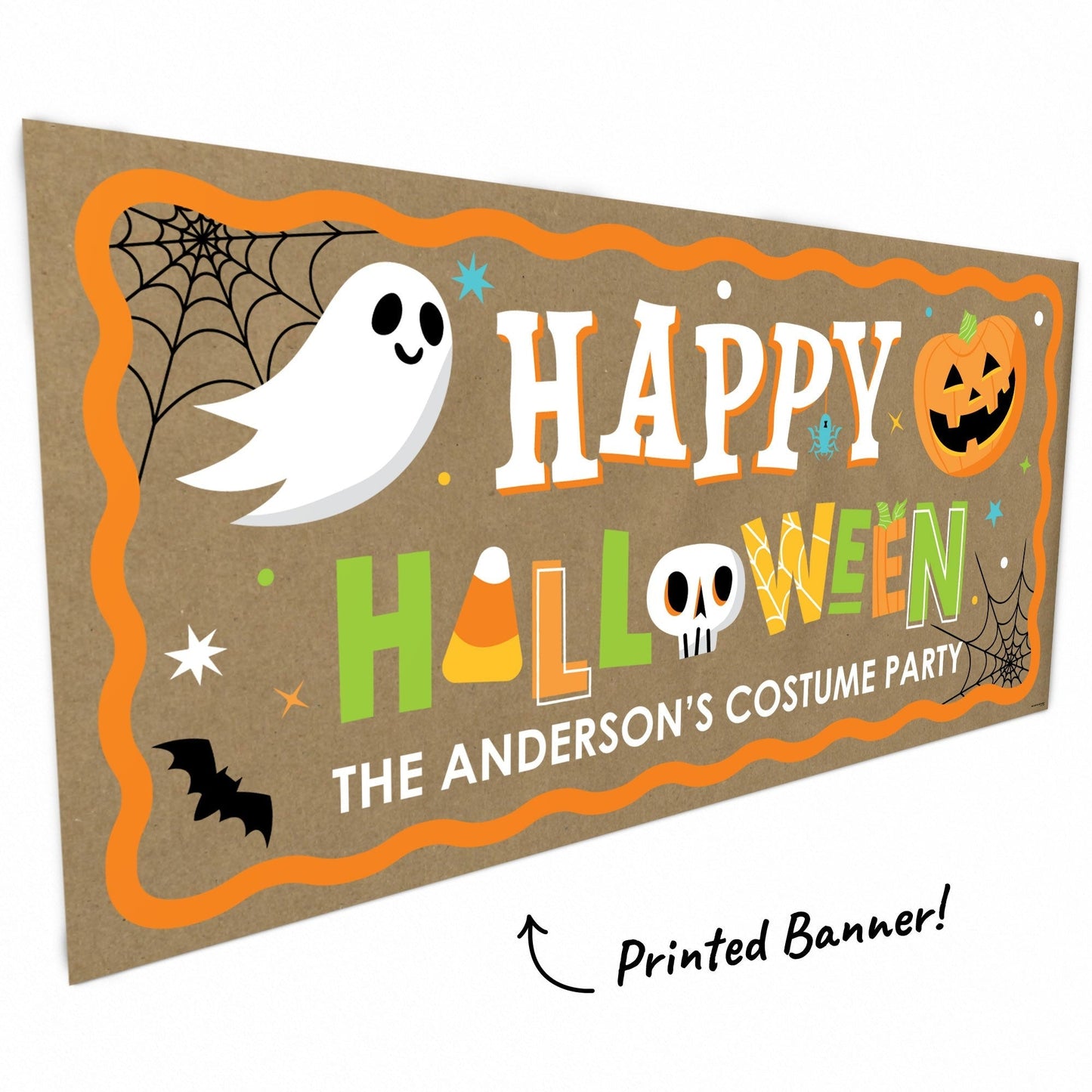 Custom Text Jack-O'-Lantern Halloween Kraft Banner