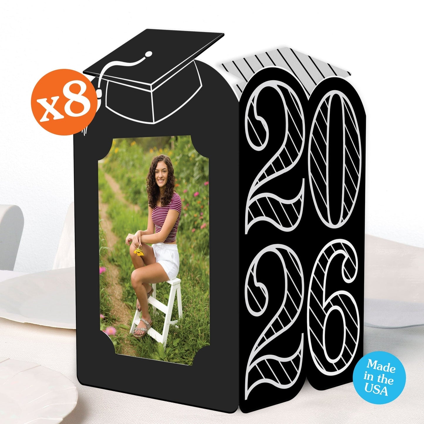 Black & White Graduation Photo Centerpieces - 8 Ct