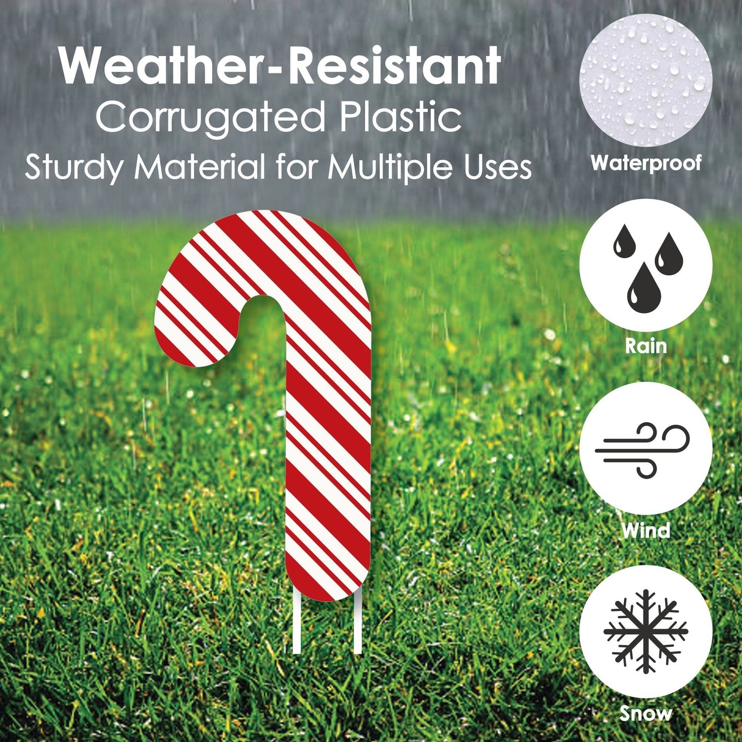 Candy Cane Lawn Decorations - Outdoor Holiday and Christmas Yard Decorations - 10 Piece