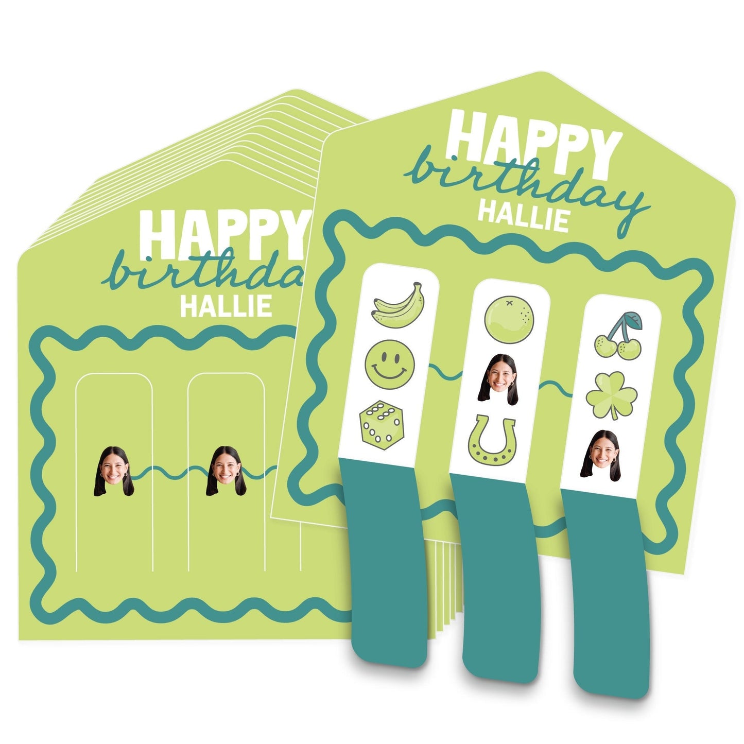 Custom Face 3-In-A-Row Pull Tabs Game - Wavy Birthday