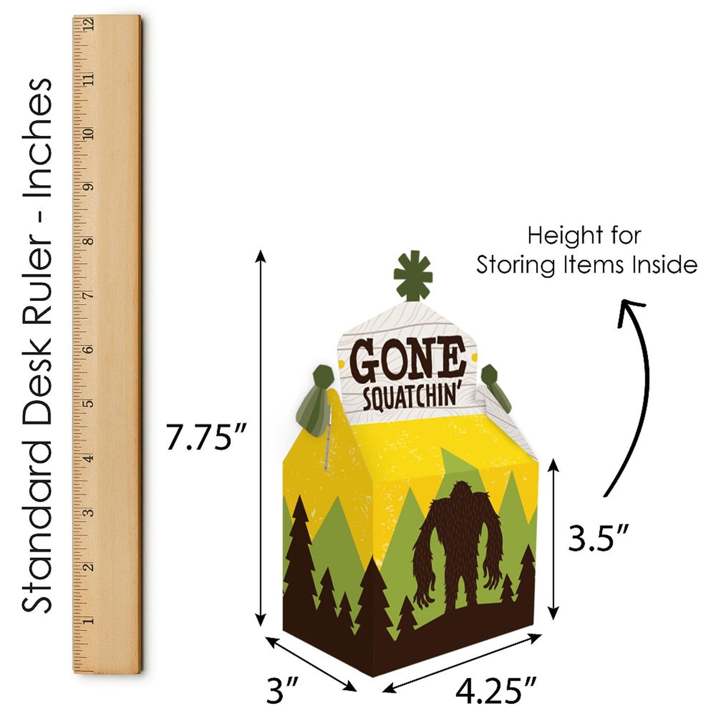 Sasquatch Crossing - Treat Box Party Favors - Bigfoot Party or Birthday Party Goodie Gable Boxes - Set of 12