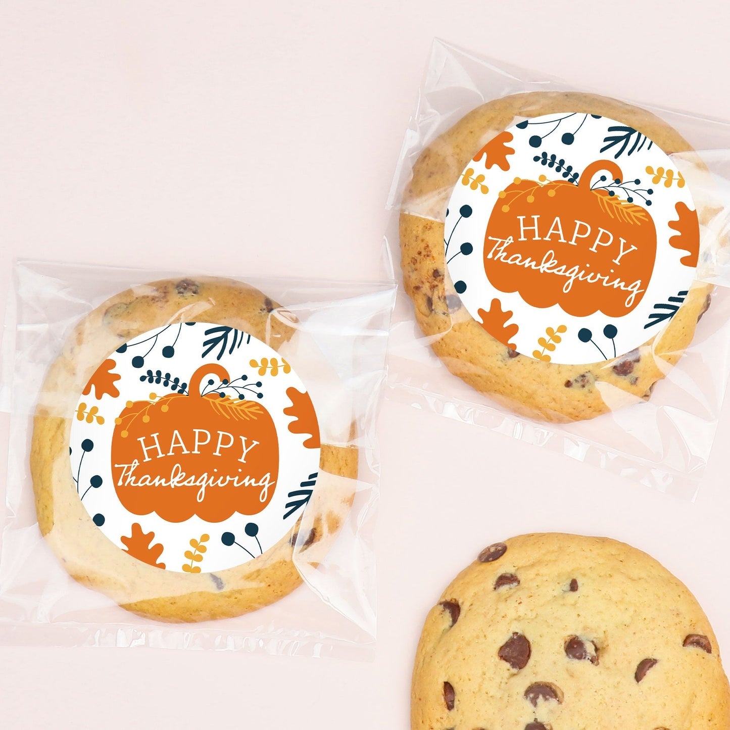 Happy Thanksgiving Stickers & Clear Cookie Bags - 25 Ct