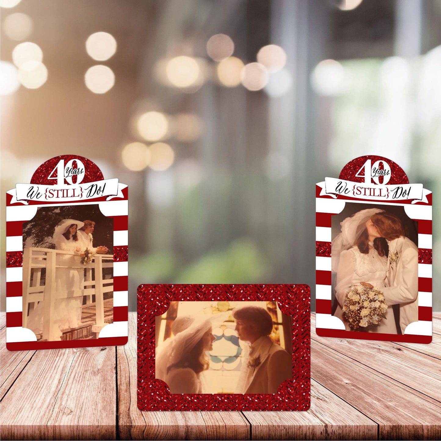 We Still Do - 40th Wedding Anniversary - Anniversary Party 4x6 Picture Display - Paper Photo Frames - Set of 12