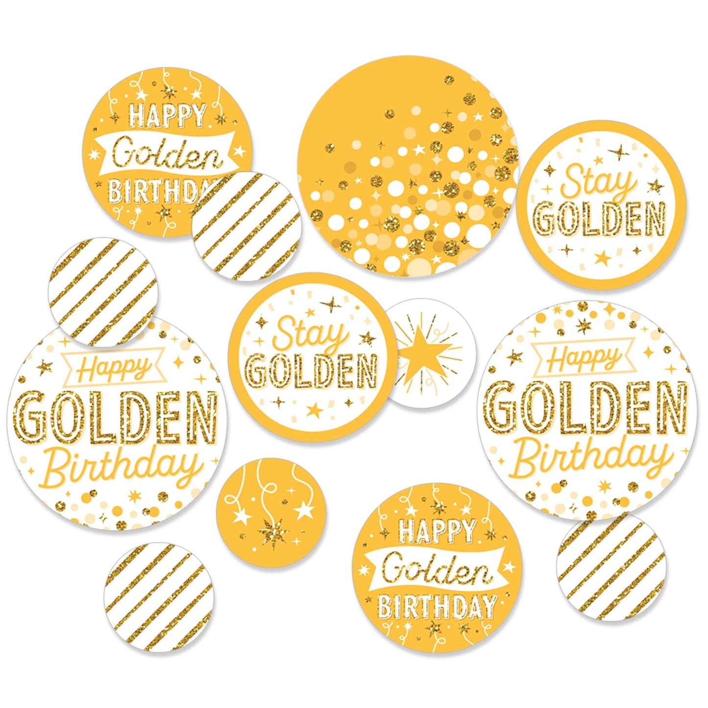 Golden Birthday - Happy Birthday Party Giant Circle Confetti - Party Decorations - Large Confetti 27 Count