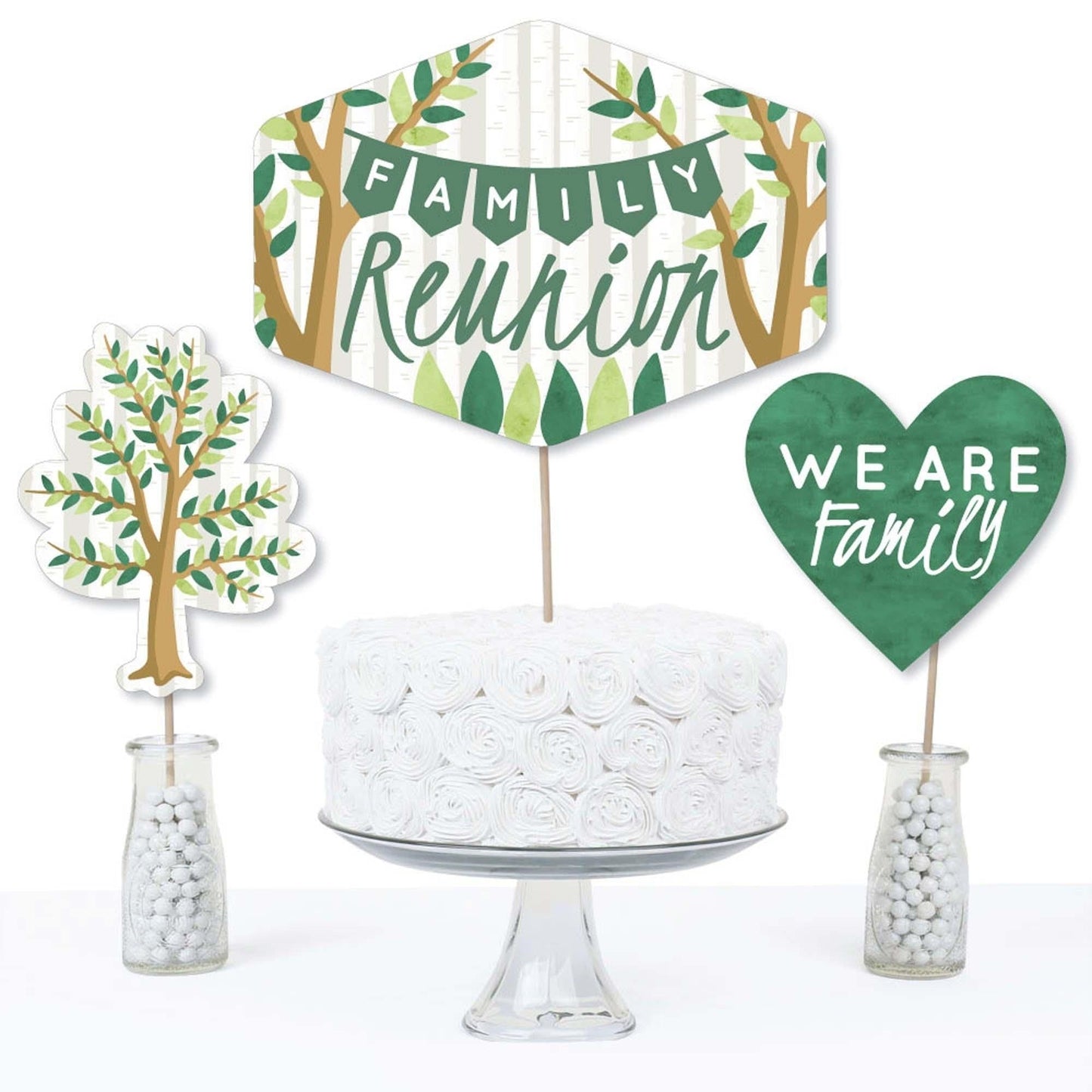 Family Tree Reunion - Family Gathering Party Centerpiece Sticks - Table Toppers - Set of 15