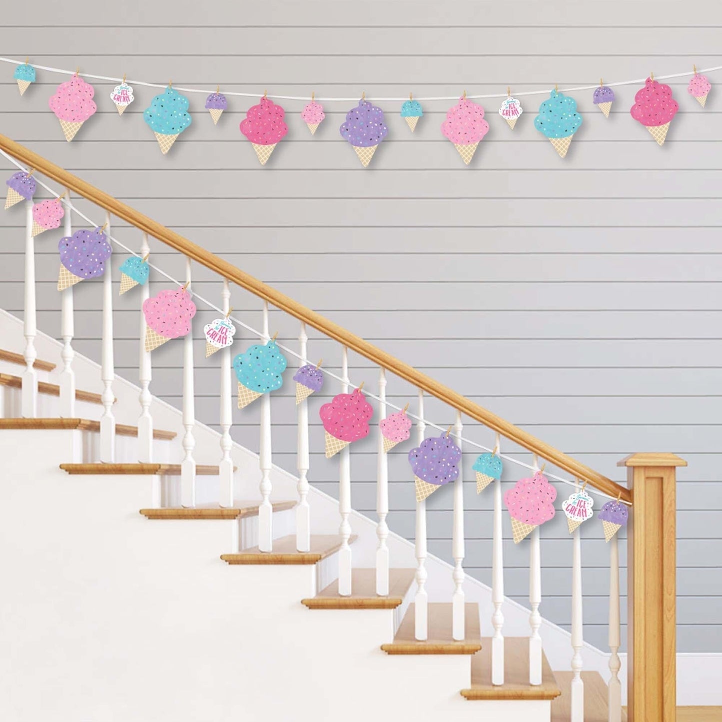 Scoop Up The Fun - Ice Cream - Sprinkles Party DIY Decorations - Clothespin Garland Banner - 44 Pieces