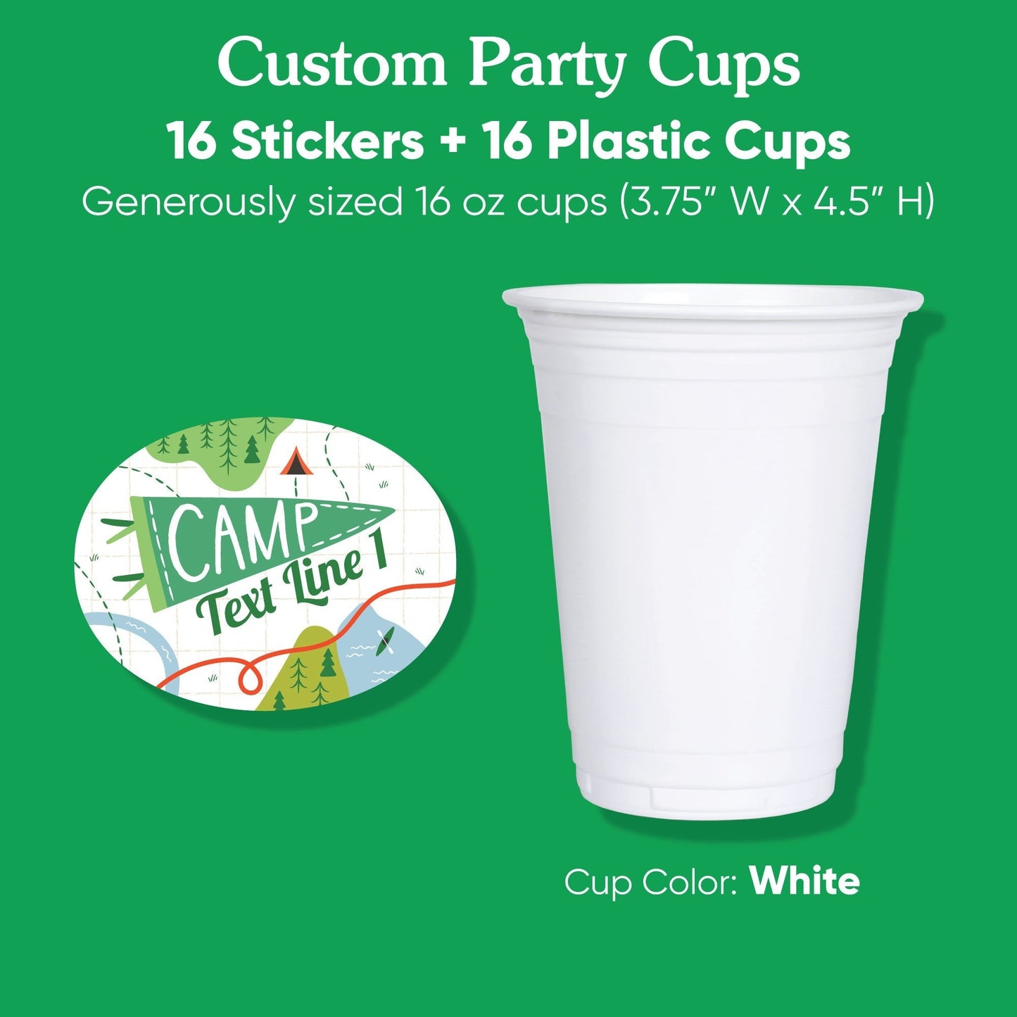 Custom Text Party Cups - Camping - 16 Ct