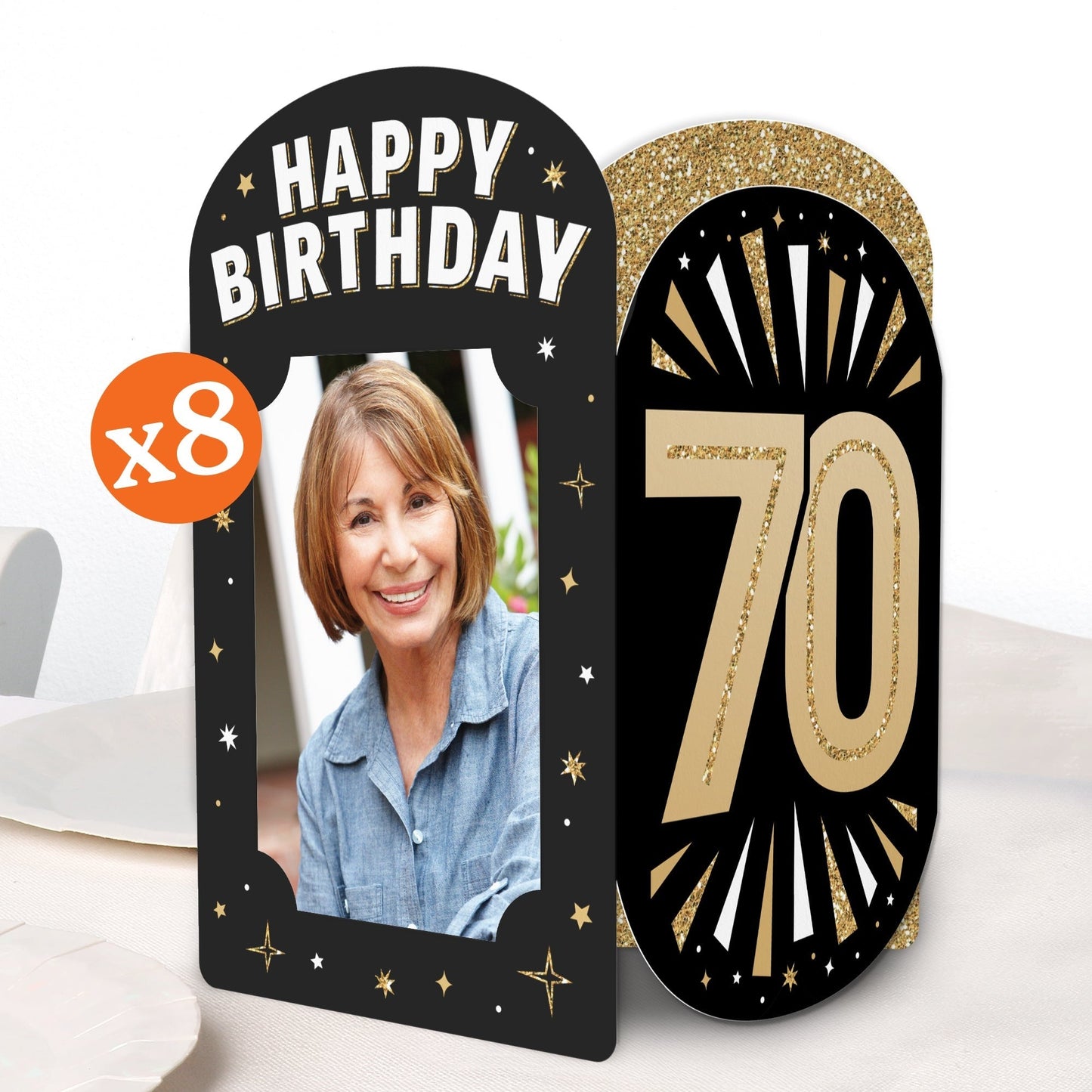 70th Birthday Photo Centerpieces - 8 Ct