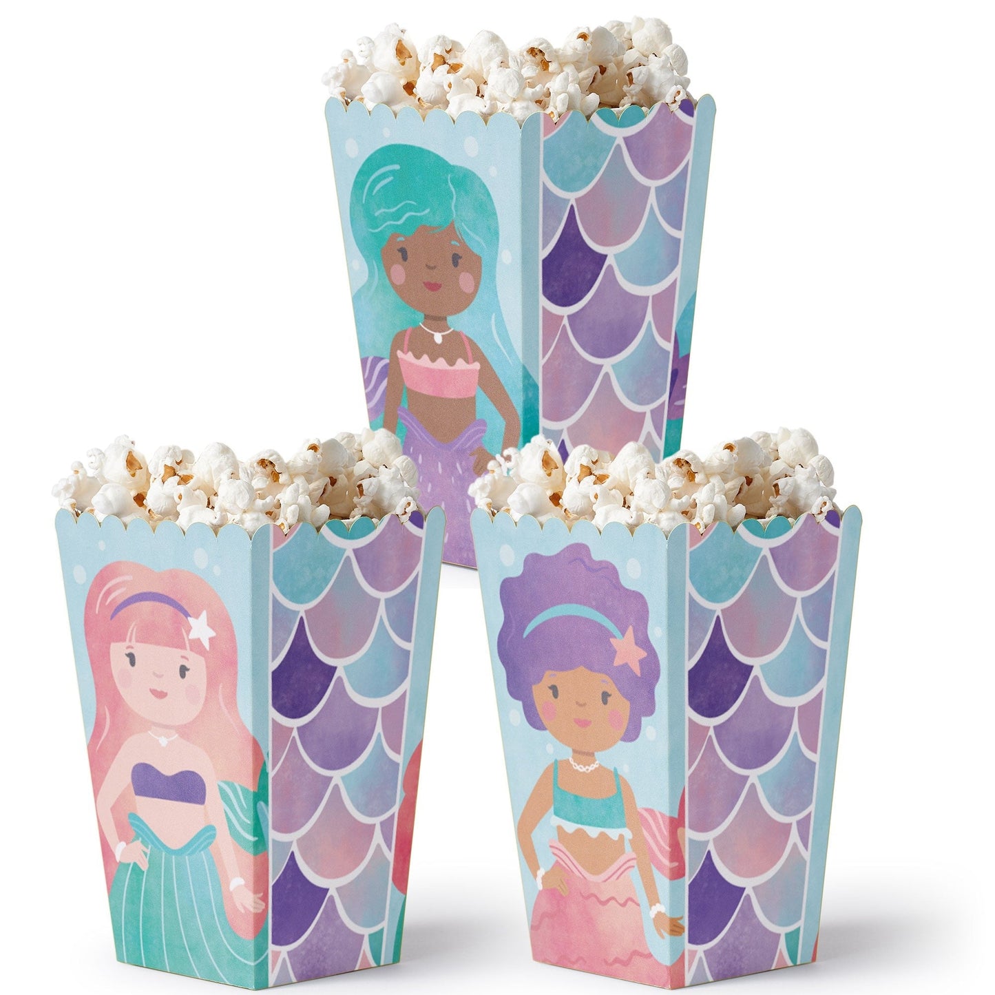 Mermaid Popcorn Boxes - 12 Ct
