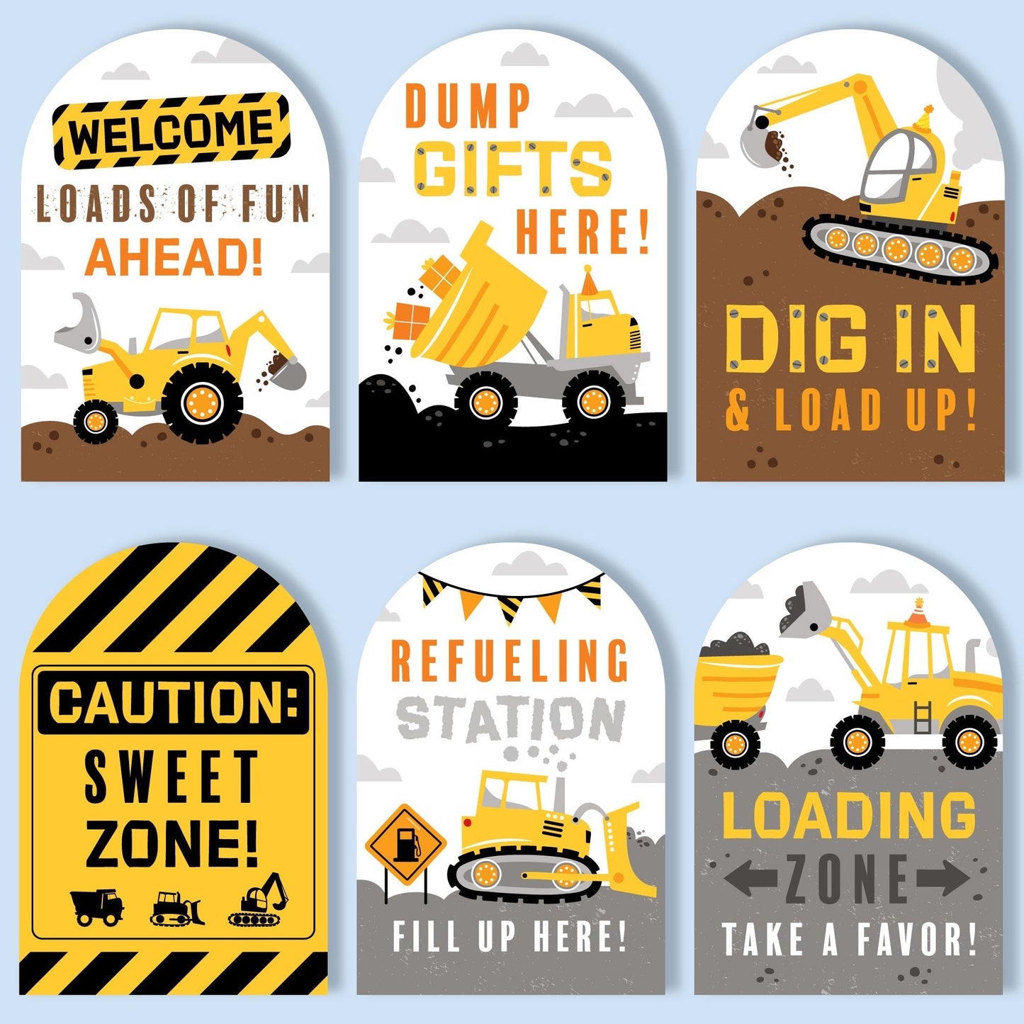 Dig It Construction Party Signs Set - 6 Ct