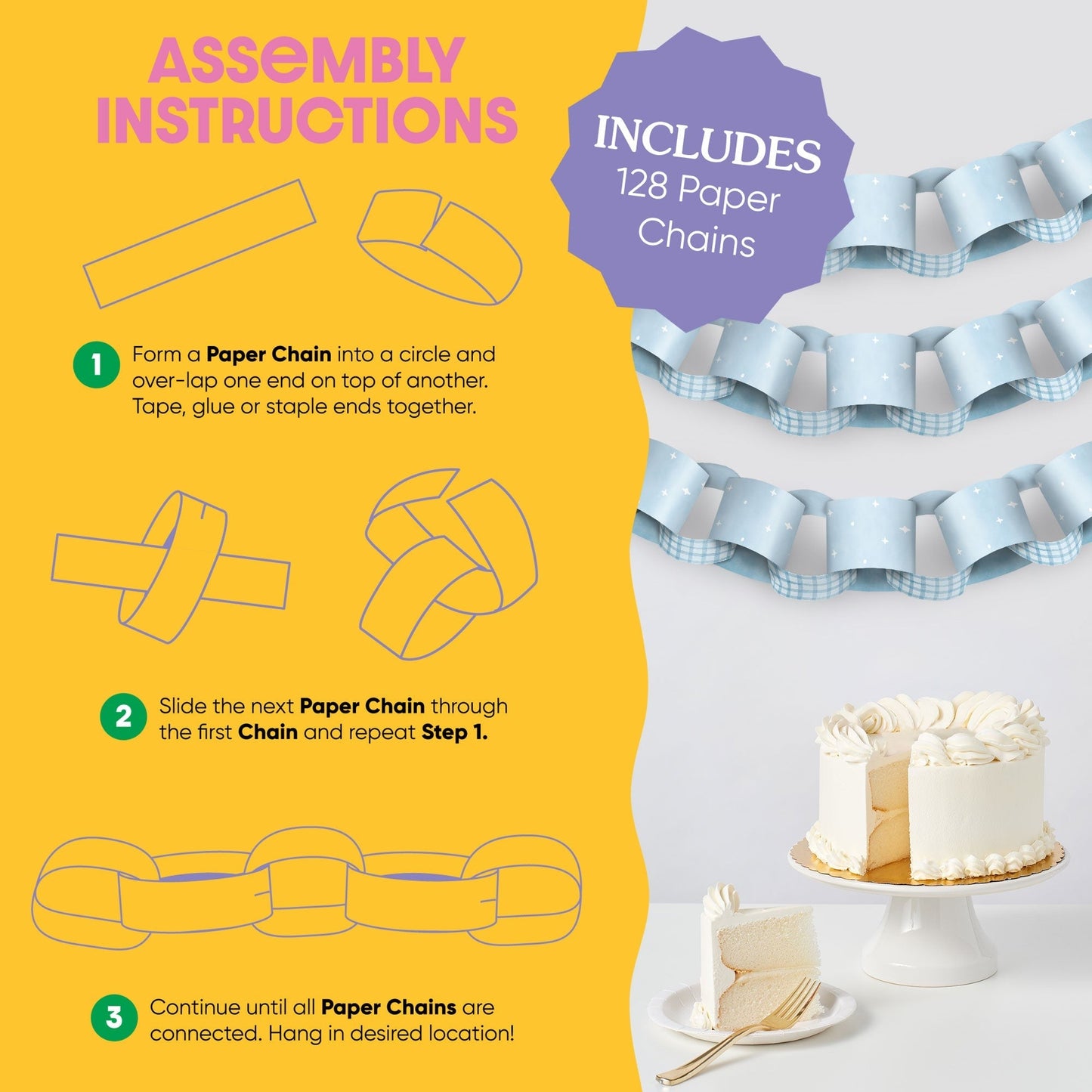 One Silly Goose Blue Paper Chains - 128 Pc