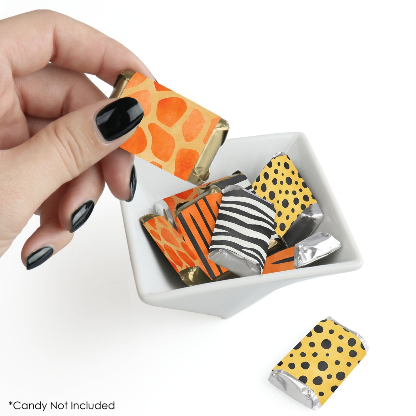 Safari Animal Prints Mini Candy Bar Wrapper Stickers - 40 Ct