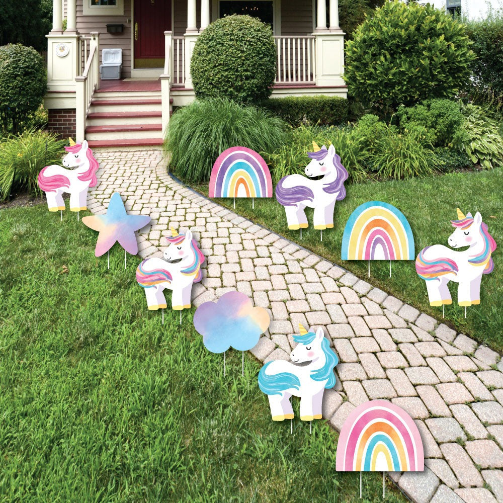 Unicorn Lawn Decorations - 10 Pc