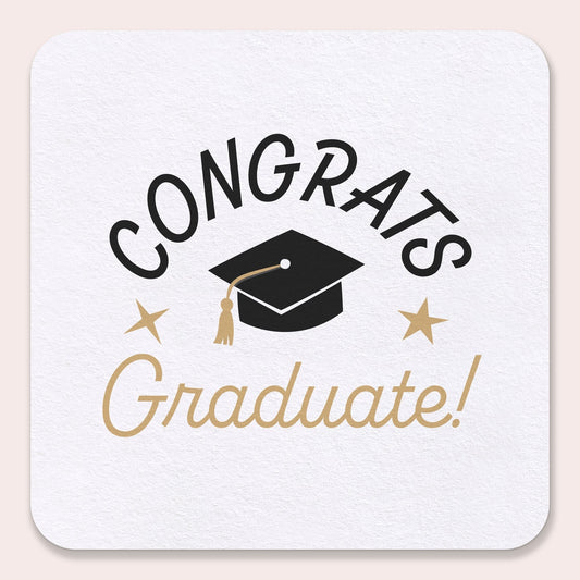 Drink Coasters - Black and Gold Congrats Graduate - 25 Ct