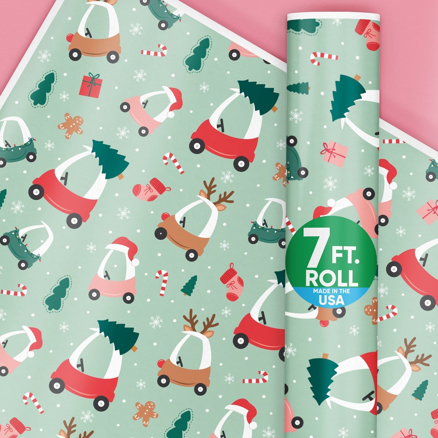 Kids Christmas Tree Car - Wrapping Paper