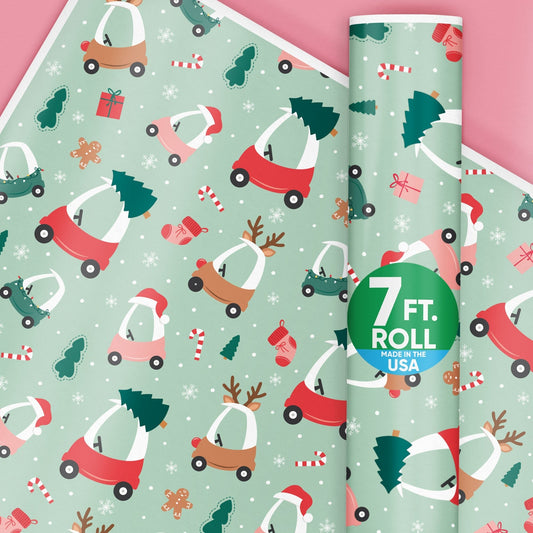 Kids Christmas Tree Car - Wrapping Paper