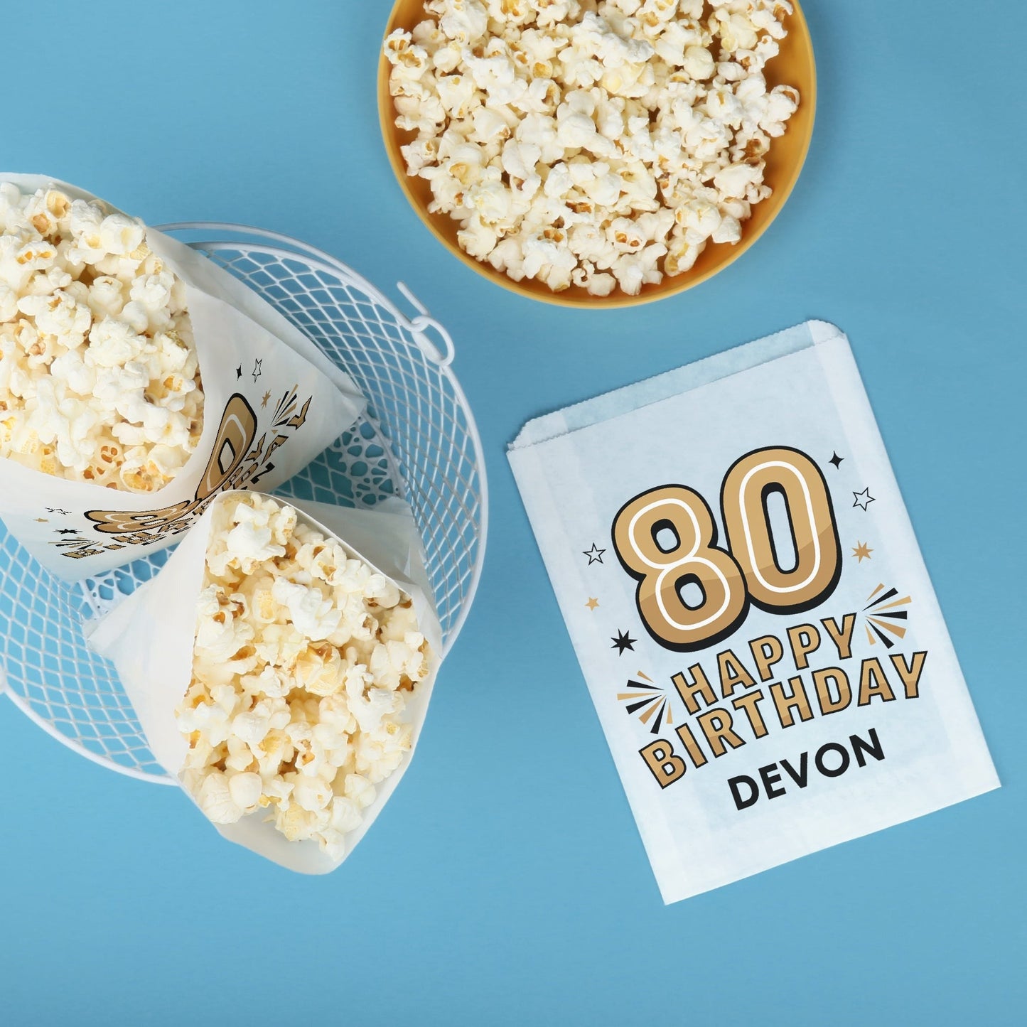 Custom Text Paper Treat Bags - 80th Birthday