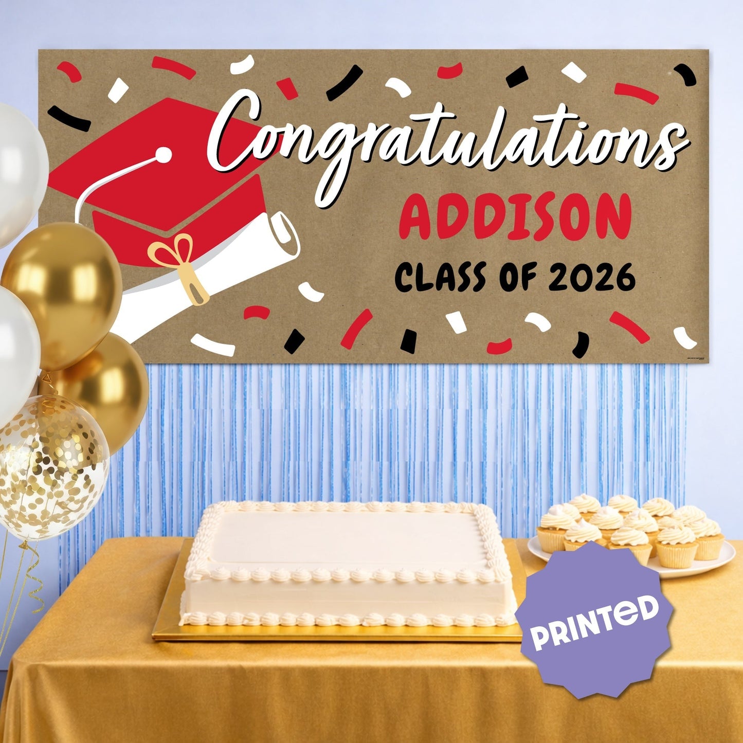 Custom Text Red Grad Kraft Banner
