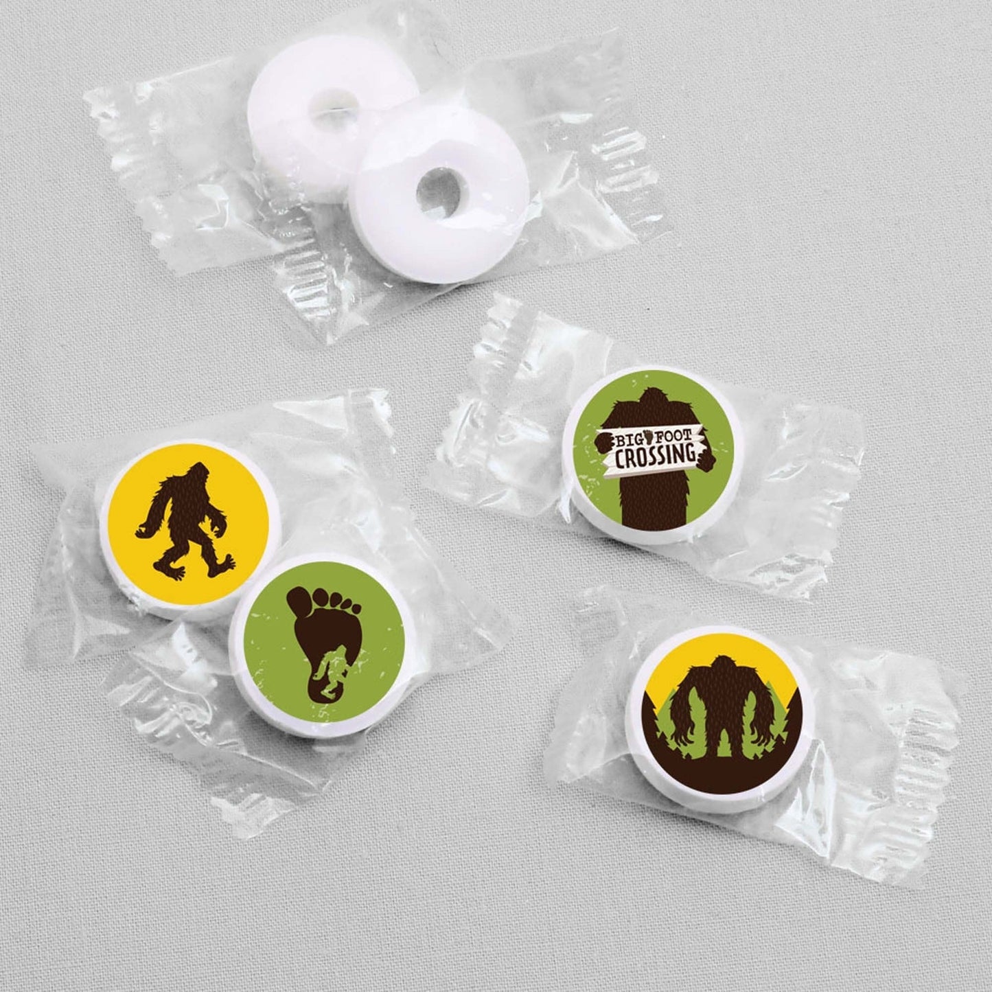 Sasquatch Crossing - Bigfoot Party or Birthday Party Round Candy Sticker Favors - Labels Fit Hershey's Kisses - 108 ct