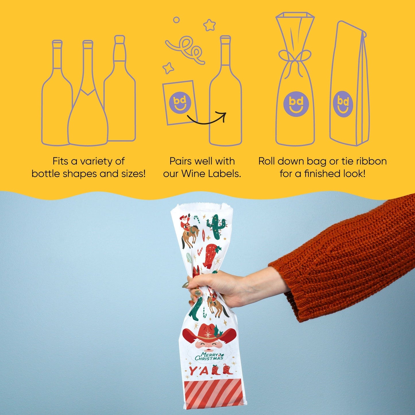 Wine Bags - Christmas Cowboy