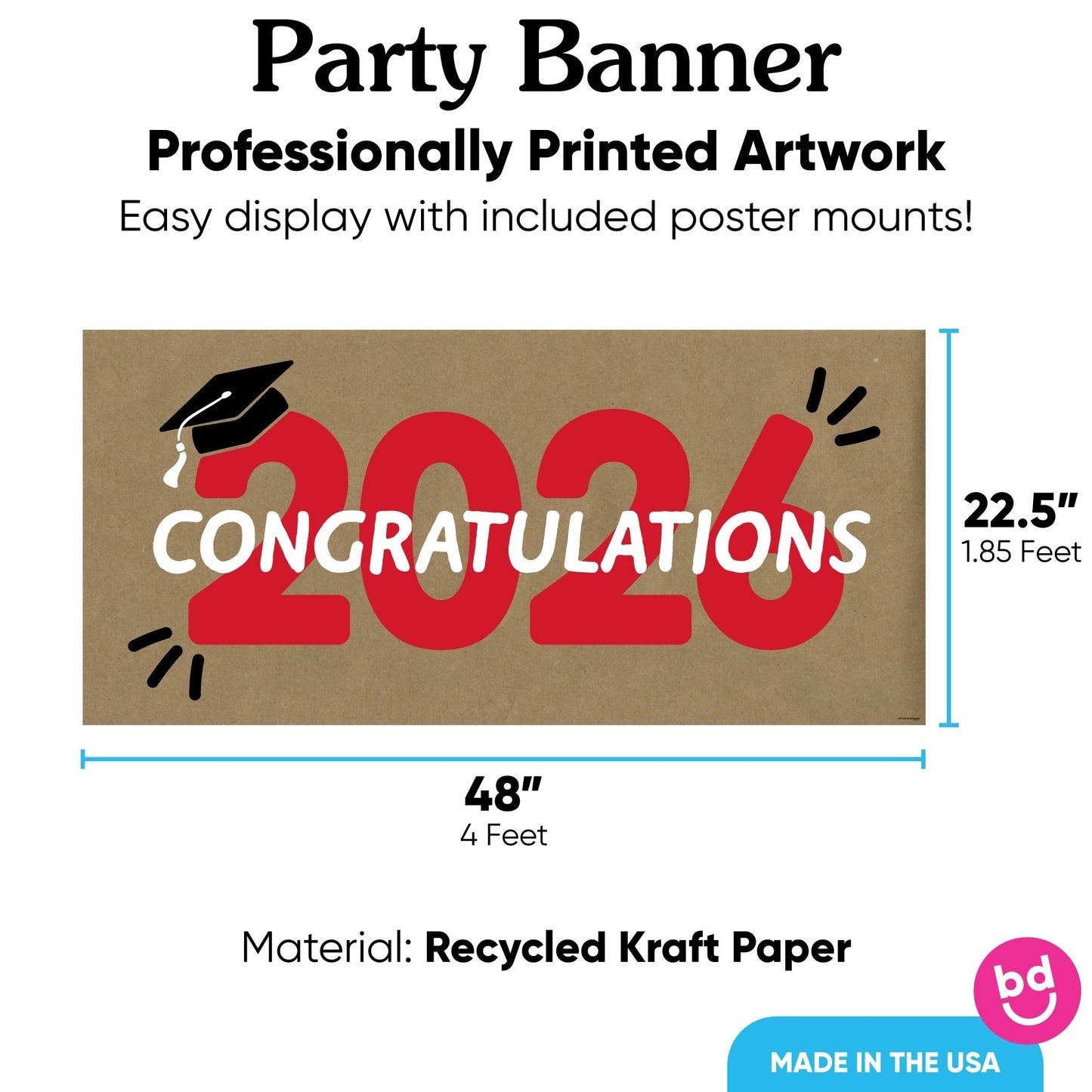 Red 2026 Grad Kraft Banner