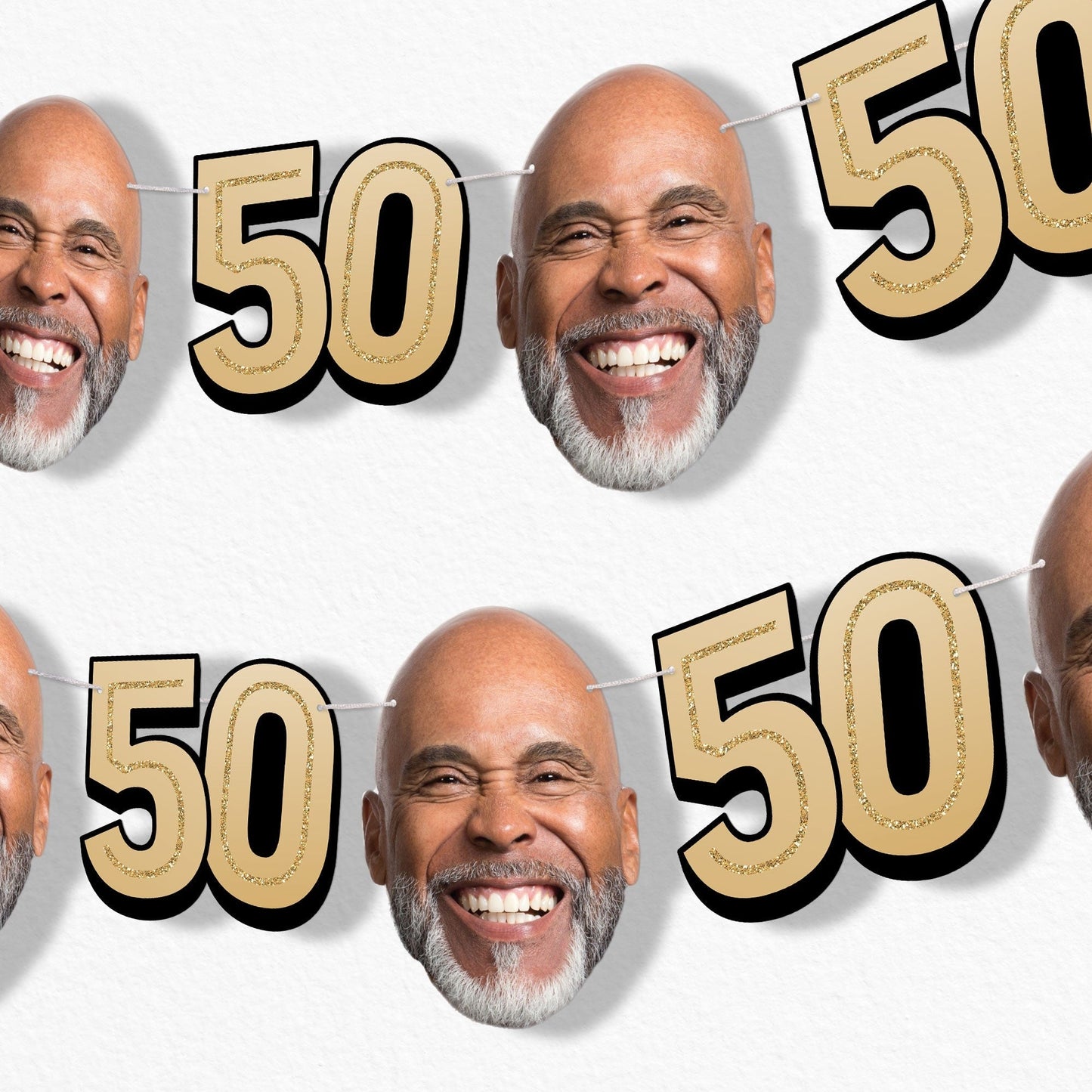 Custom Face 50th Birthday Garland Banner