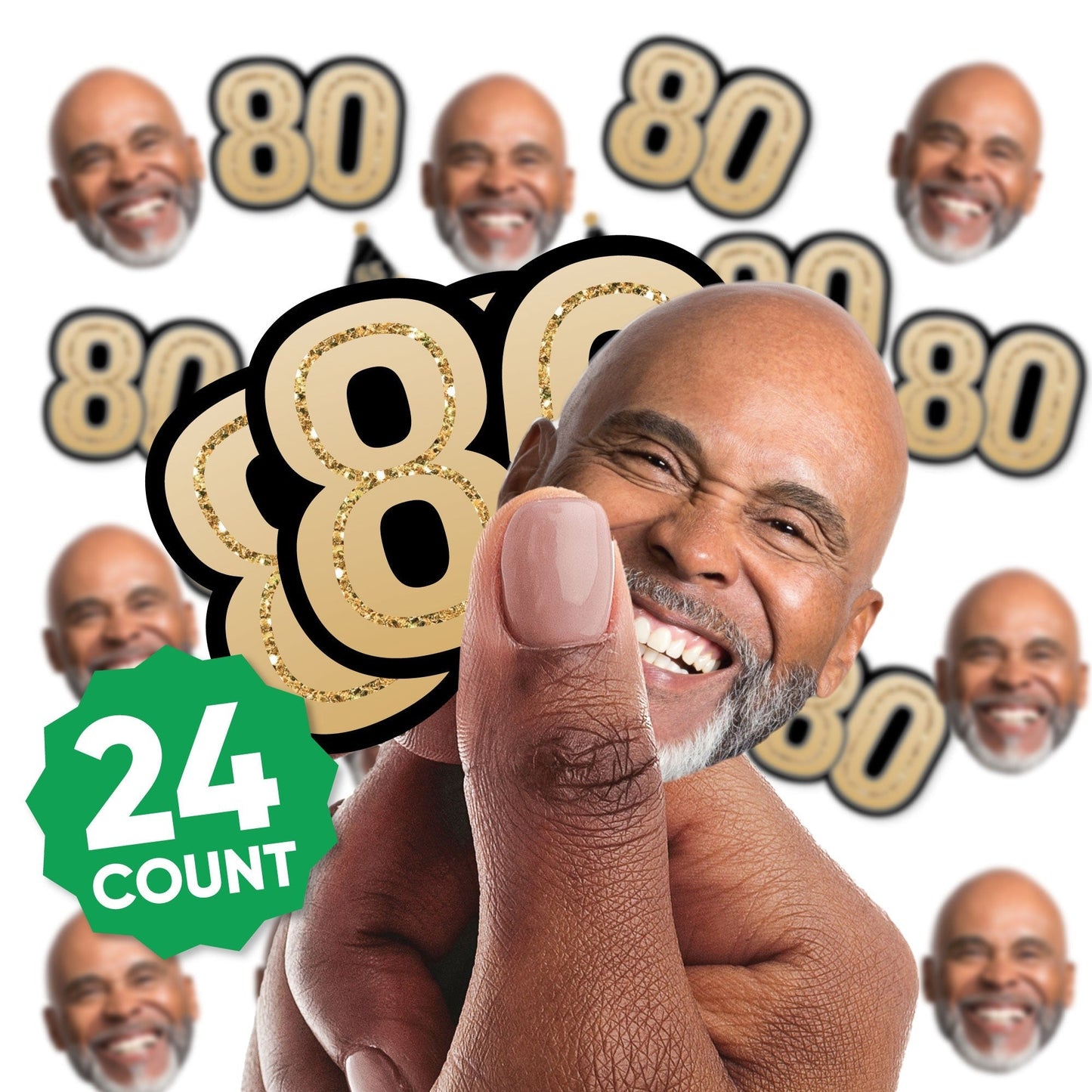Custom Photo 80th Birthday Cut-Outs - 24 Ct