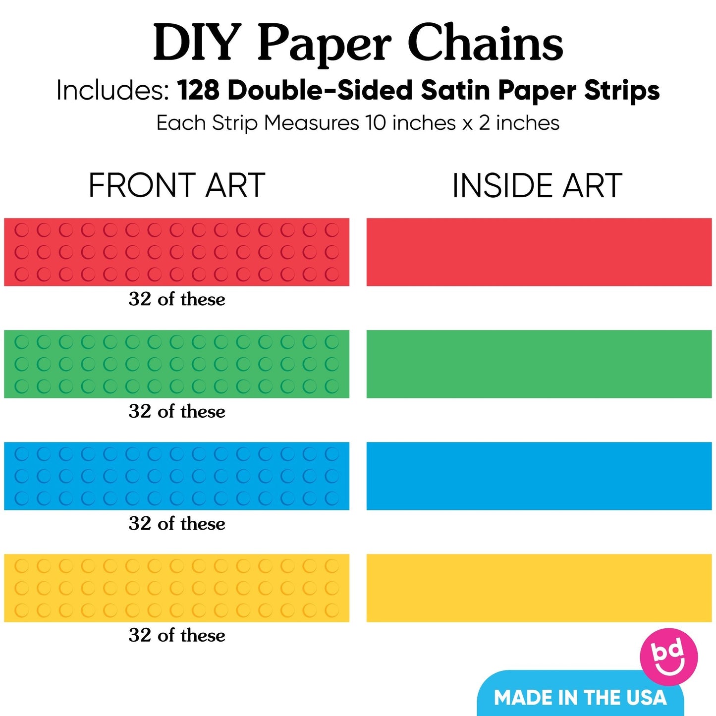 Building Blocks DIY Paper Chains - 128 Pc