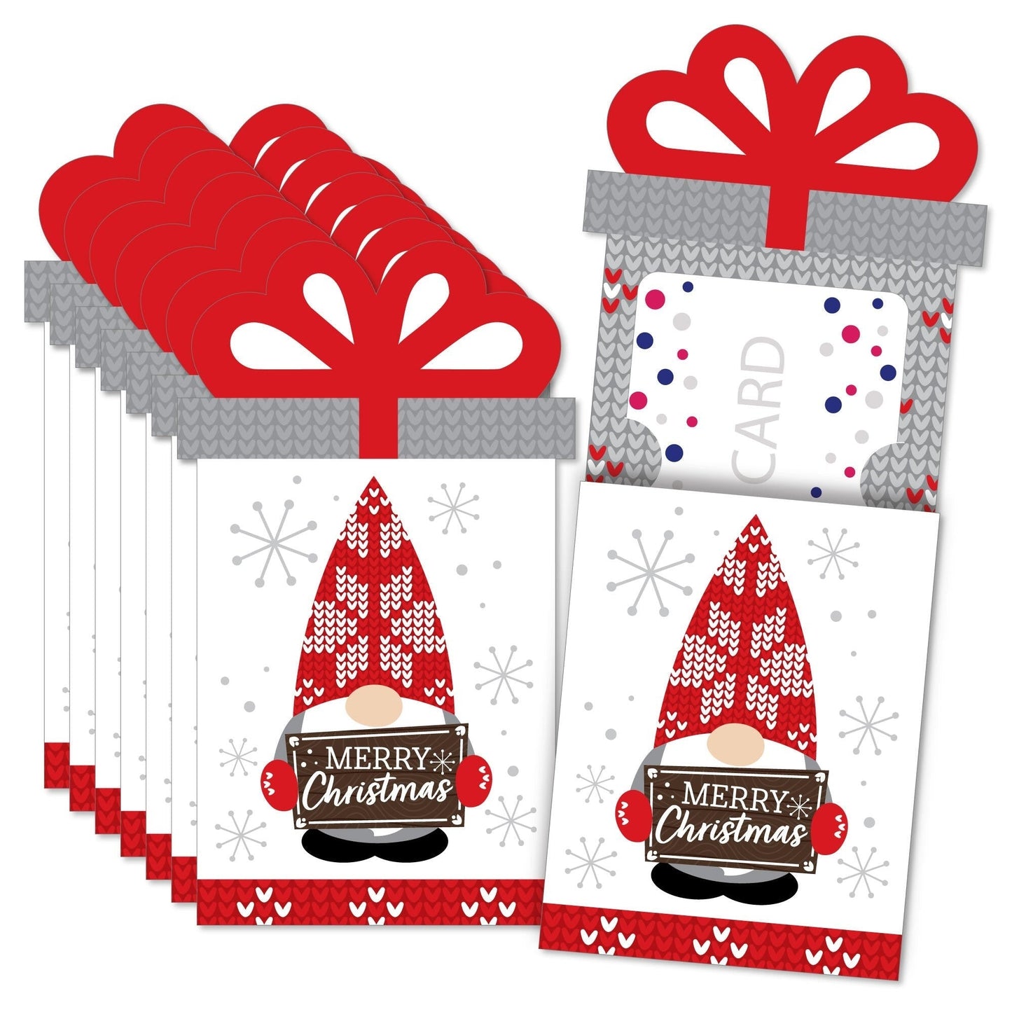 Christmas Gnomes - Holiday Party Money and Gift Card Sleeves - Nifty Gifty Card Holders - Set of 8
