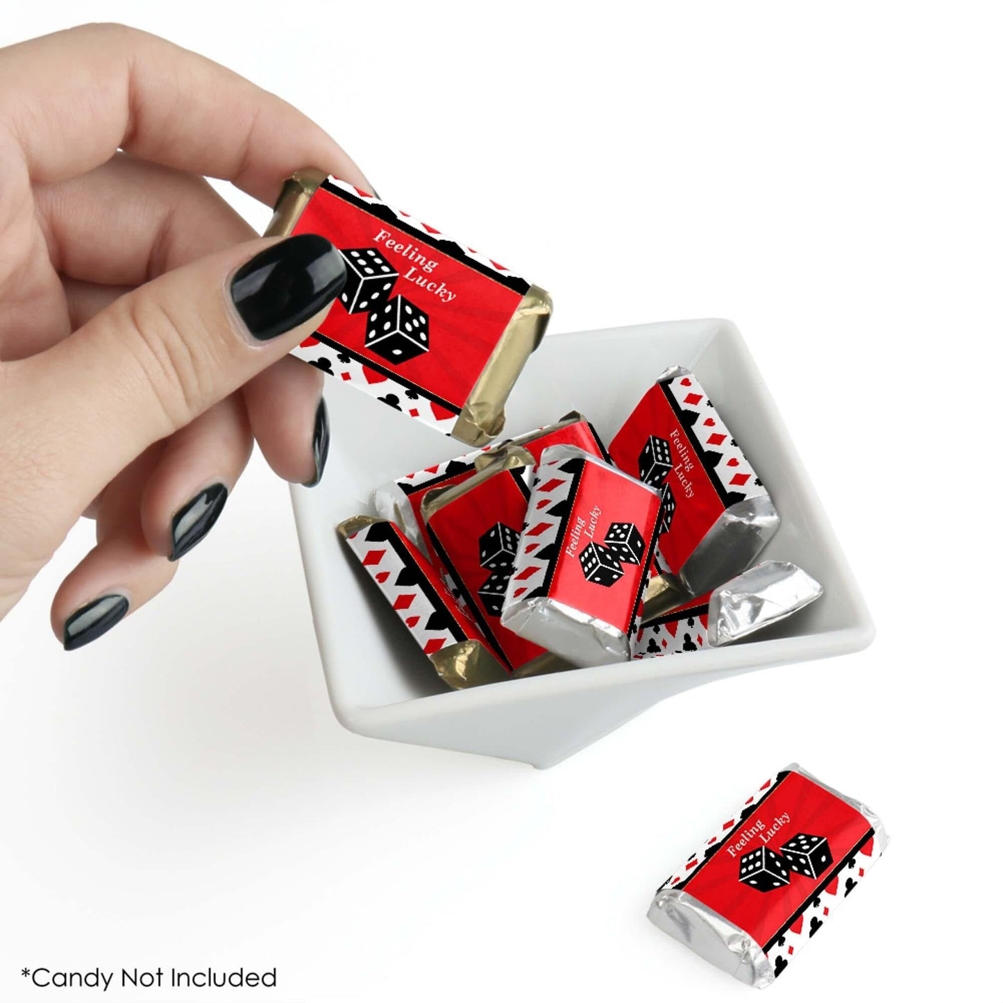 Las Vegas - Mini Candy Bar Wrapper Stickers - Casino Party Small Favors - 40 Count
