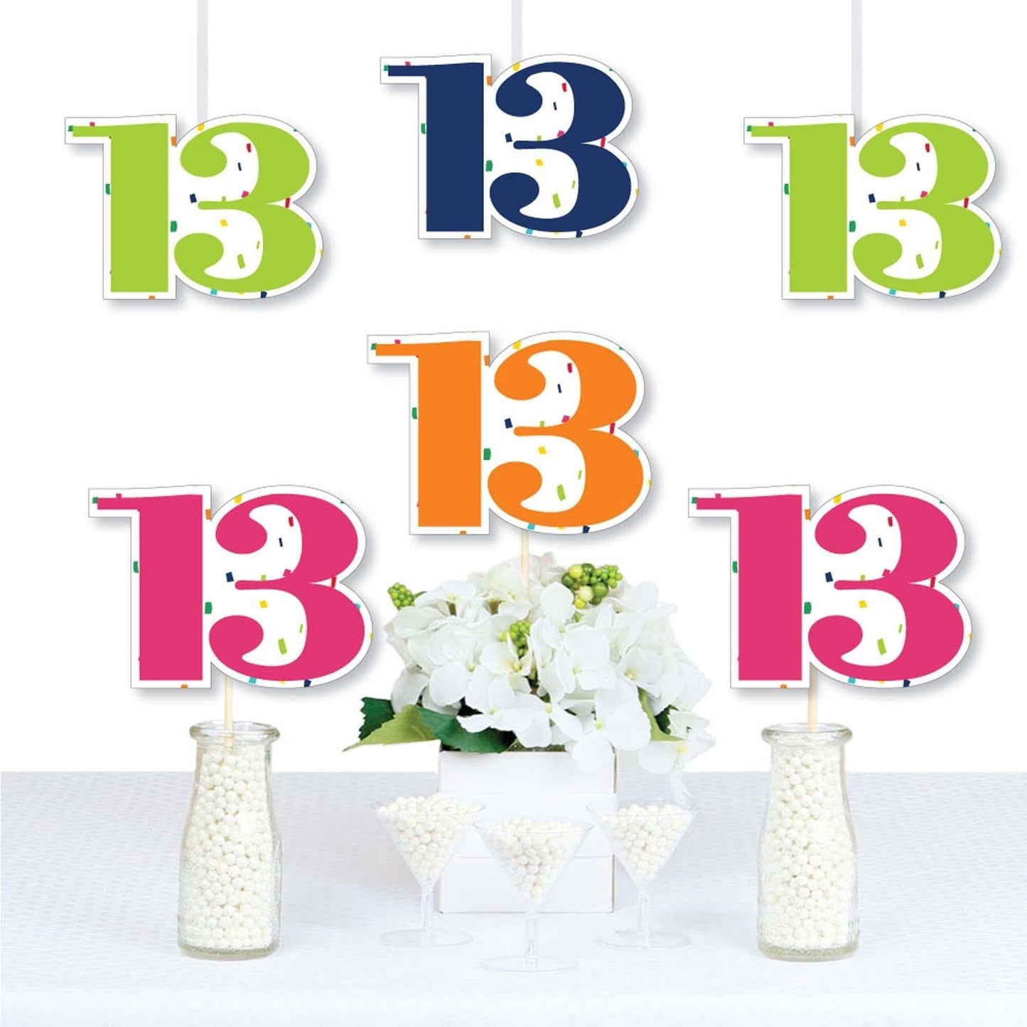 13th Birthday - Cheerful Happy Birthday - Decorations DIY Colorful Thirteenth Birthday Party Essentials - Set of 20