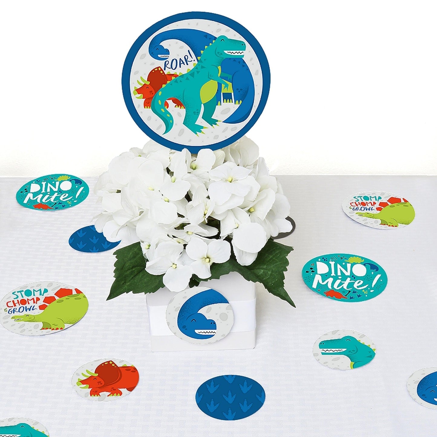 Roar Dinosaur - Dino Mite T-Rex Baby Shower or Birthday Party Giant Circle Confetti - Party Decorations - Large Confetti 27 Count