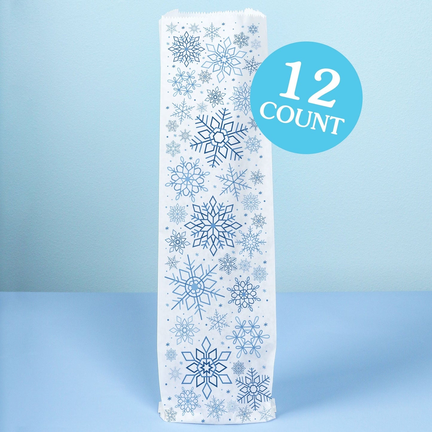Wine Bags - Blue Snowflakes