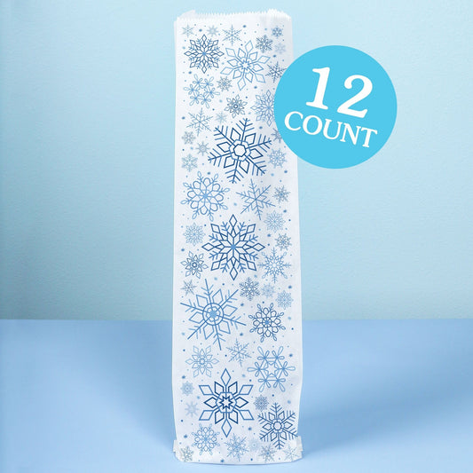 Wine Bags - Blue Snowflakes