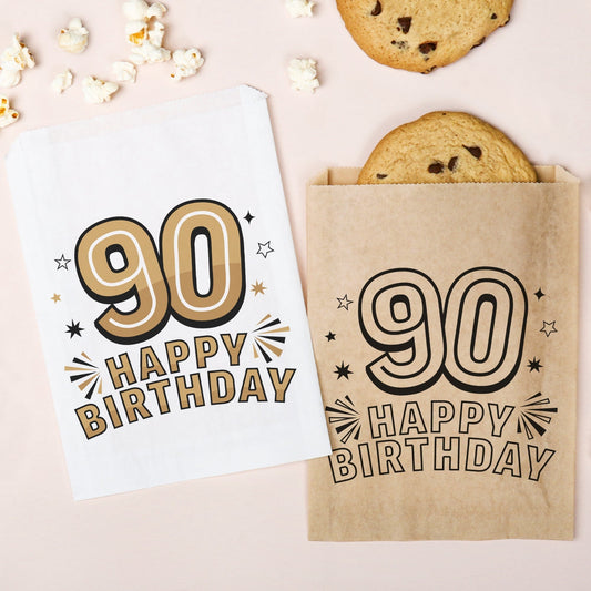 Paper Treat Bags - 90th Birthday - 25 Ct