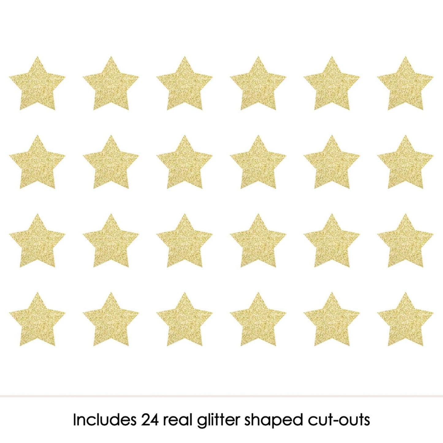Gold Glitter Star - No-Mess Real Gold Glitter Cut-Outs - Party Confetti - Set of 24