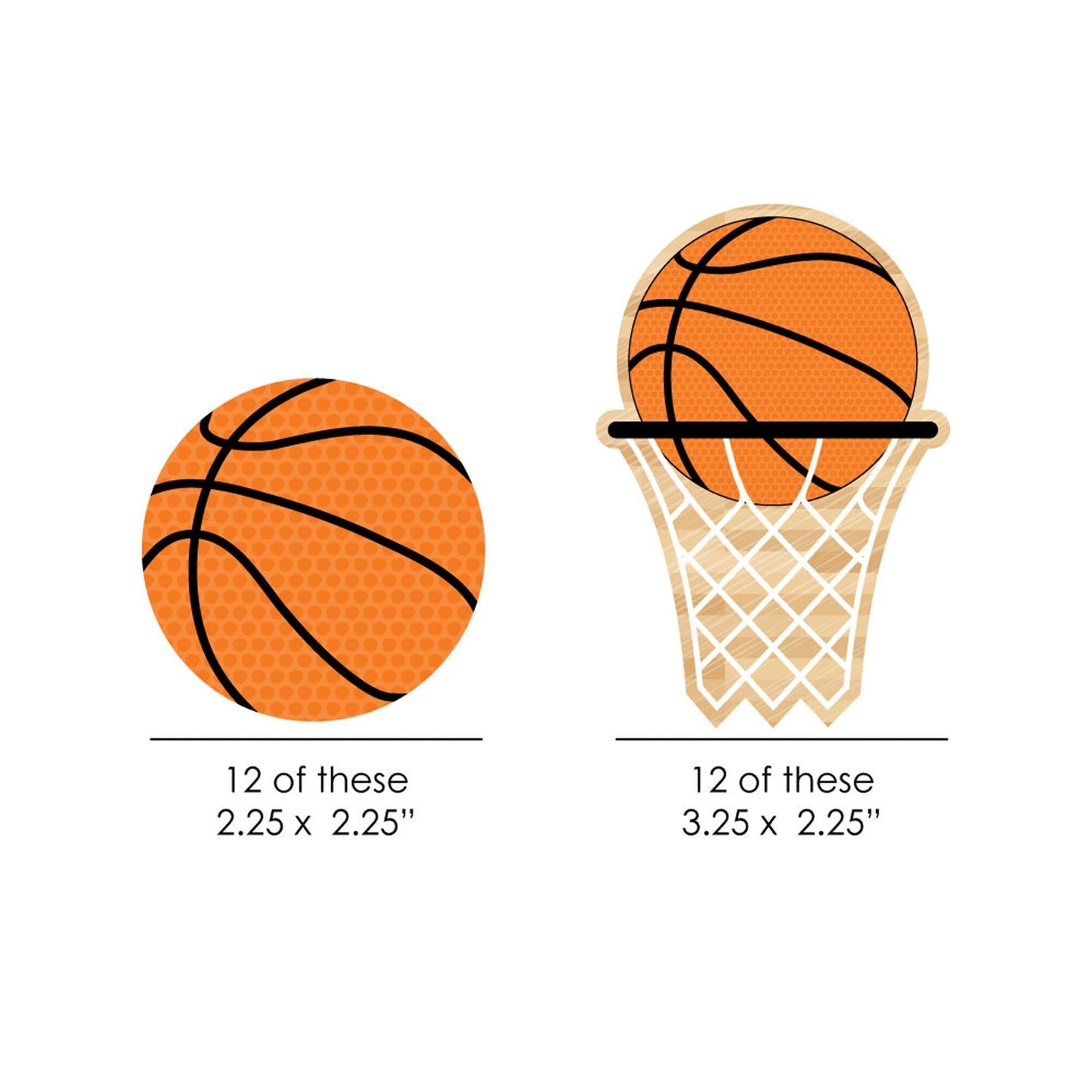 Nothin' But Net - Basketball - DIY Shaped Party Paper Cut-Outs - 24 ct