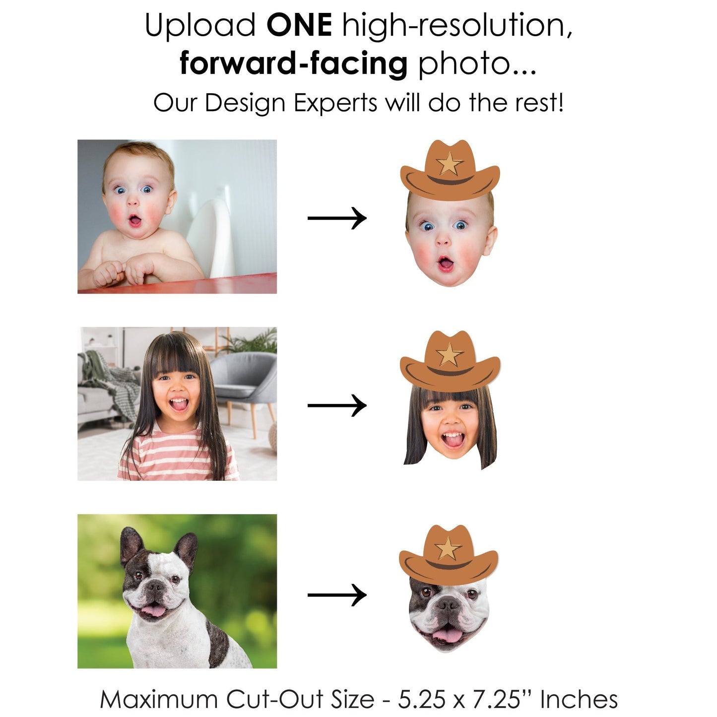 Custom Photo My First Rodeo - Fun Face Decorations DIY Little Cowboy 1st Birthday Party Essentials - Set of 20