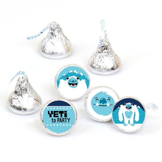 Yeti to Party - Abominable Snowman Party or Birthday Party Round Candy Sticker Favors - Labels Fit Hershey's Kisses - 108 ct